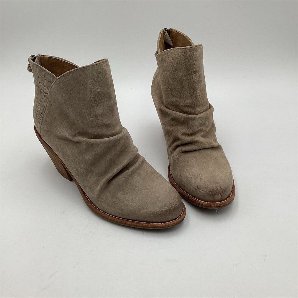 Söfft Tayton II Women's‎ Beige Ankle Booties Size 6.5 Ruched Croc Trim